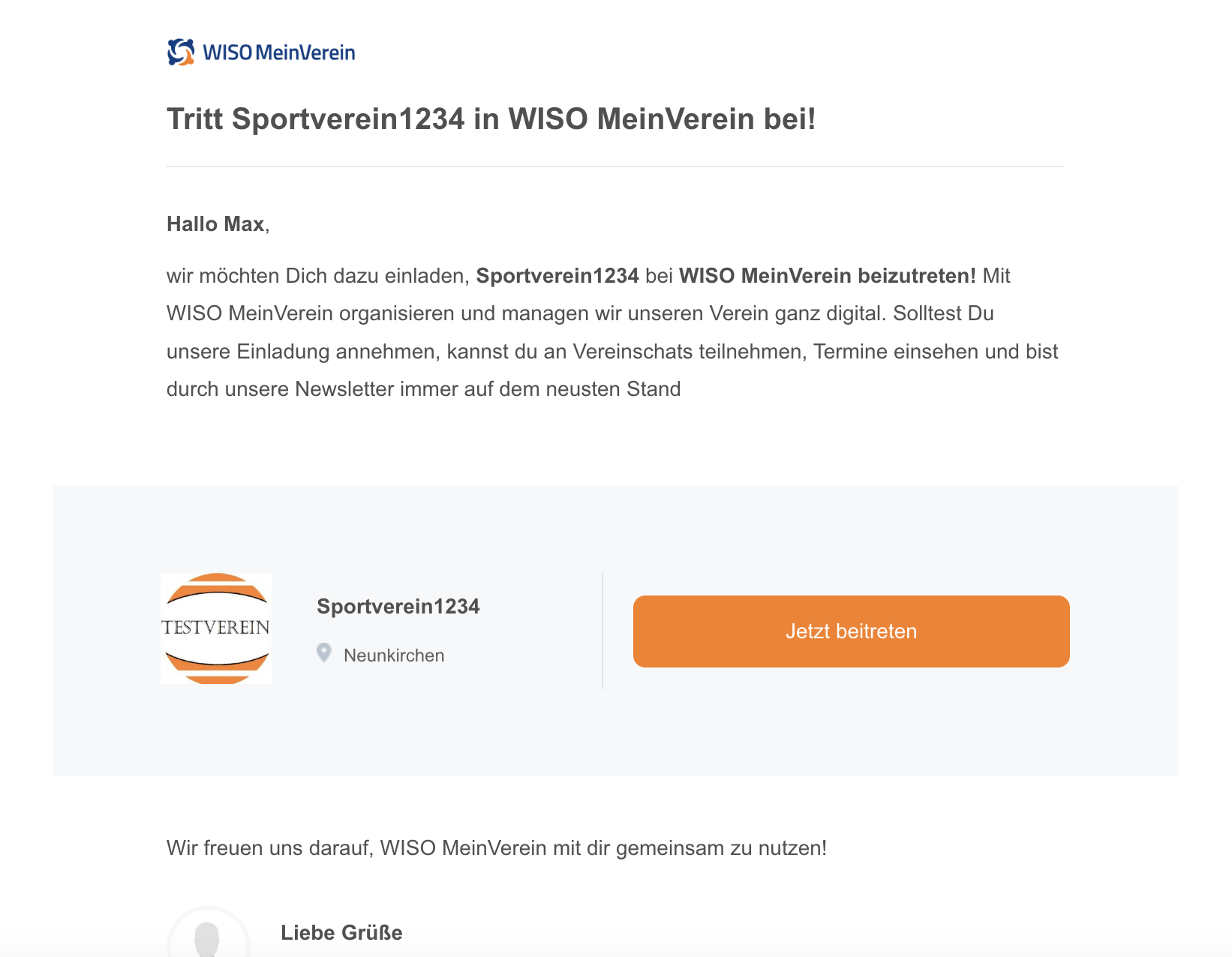 Einladung E-Mail zu WISO Meinerein Web