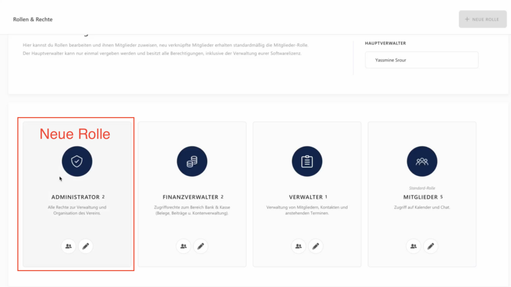 Neue Administrator Rolle WISO MeinVerein Web
