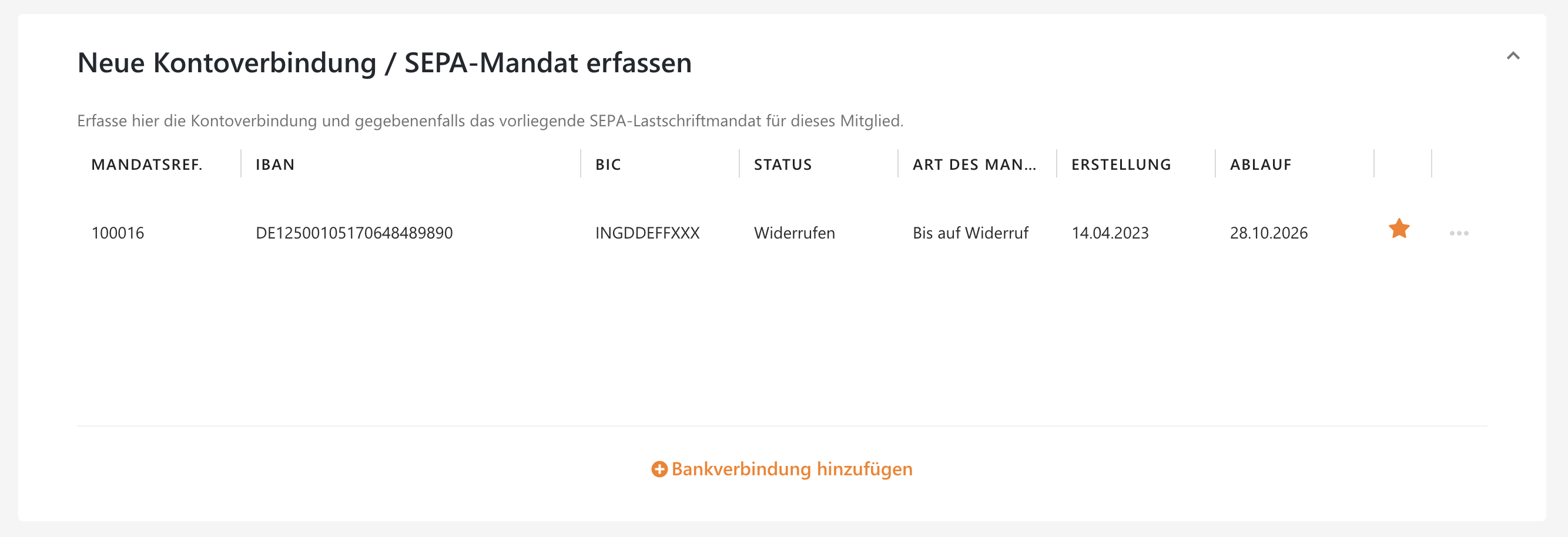 SEPA-Mandat erfassen WISO MeinVerein Web