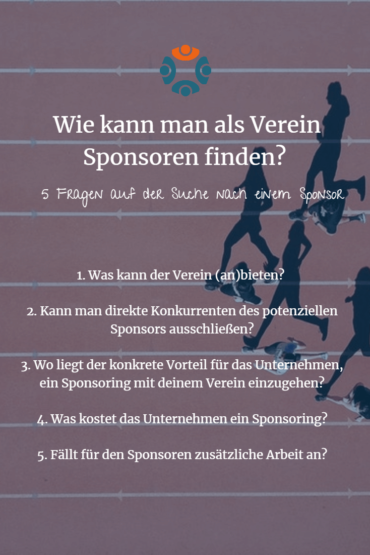 Infografik: Verein Sponsoring 1x1, 5 Fragen auf der Suche nach einem Sponsor für den Verein